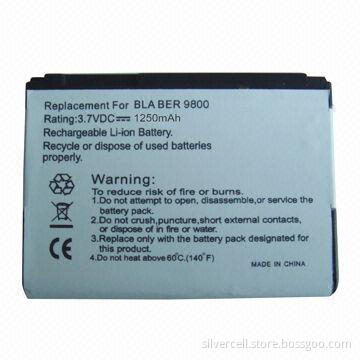 PDA Li-ion Battery Pack for BlackBerry 9800 with 1,250mAh Capacity